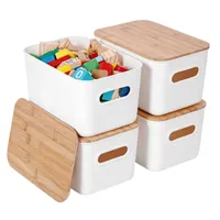 Citylife Storage bins with bamboo lids, 4 pack Citylife Storage bins with bamboo lids, 4 pack