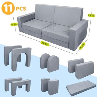 11pcs Kids Couch, Premium Toddler Couch for Child Teens, Play Couch for Bedroom Playroom Toy Living Room, Prefect Gift for Creative Girls and Boys