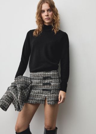 Tweed Mini-Skirt With Bows - Women | Mango Usa