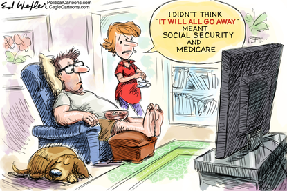Political Cartoon U.S. Coronavirus COVID-19 Go Away Social Security Medicare