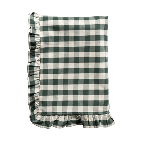 Gingham Cotton Tablecloth Forest Green