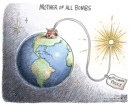 Political Cartoon U.S. Trump climate change energy policy science denial