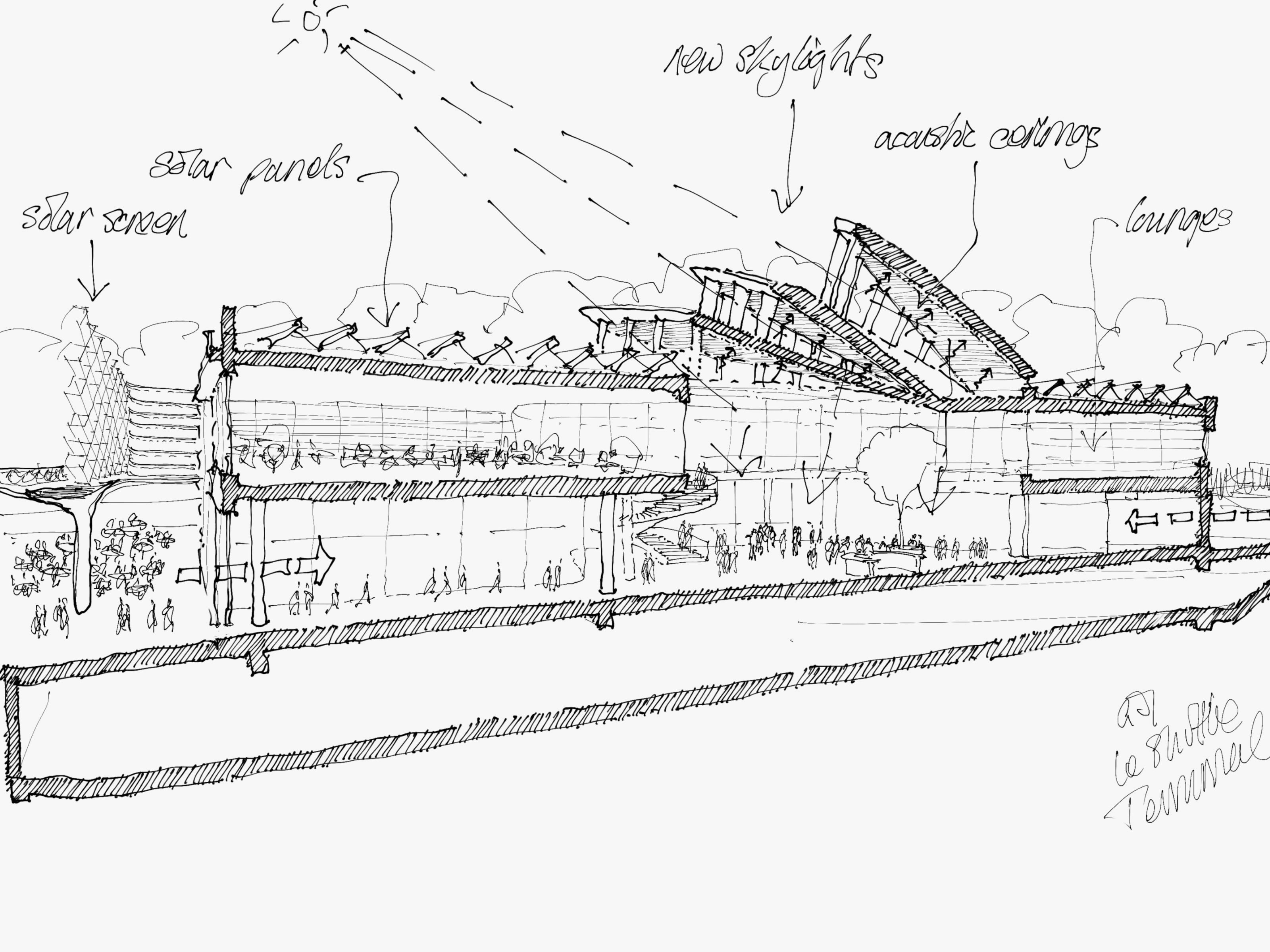 A sketch cross-section through the new structure