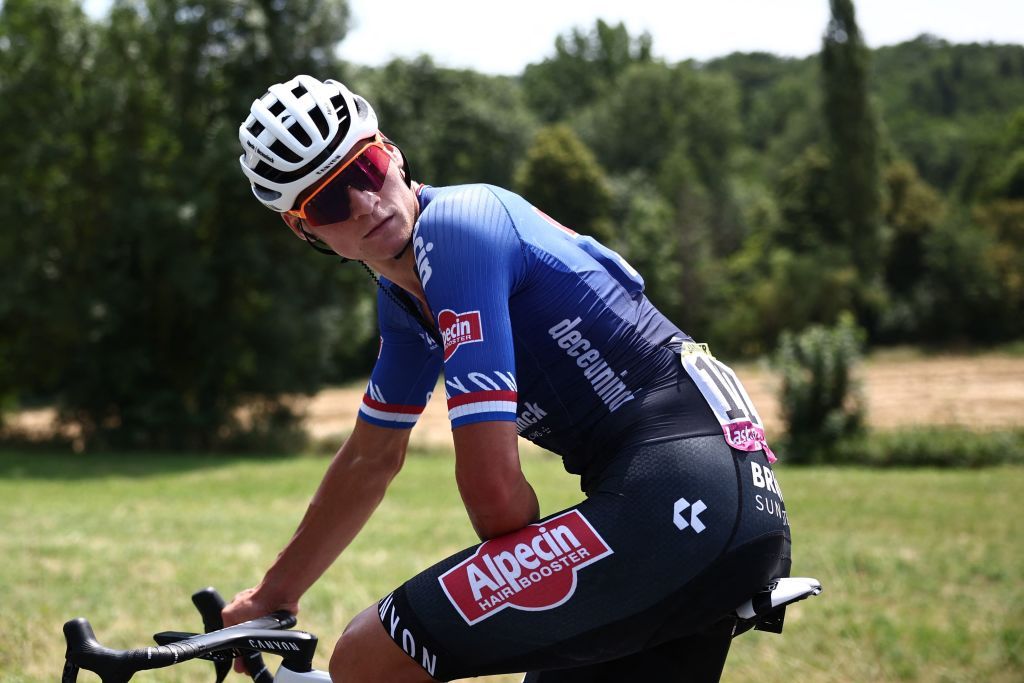 AlpecinDeceunincks Dutch rider Mathieu Van Der Poel cycles during the 8th stage of the 110th edition of the Tour de France cycling race 201 km between Libourne and Limoges in central western France on July 8 2023 Photo by AnneChristine POUJOULAT AFP Photo by ANNECHRISTINE POUJOULATAFP via Getty Images