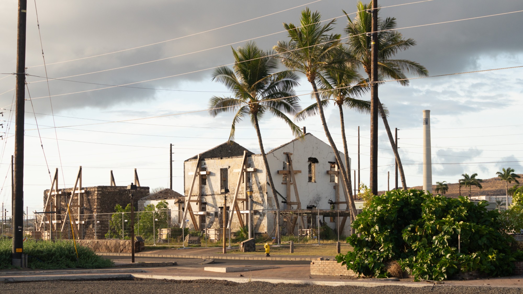 A historic house being rebuilt in Lahaina, Hawaii, in 2025. 
