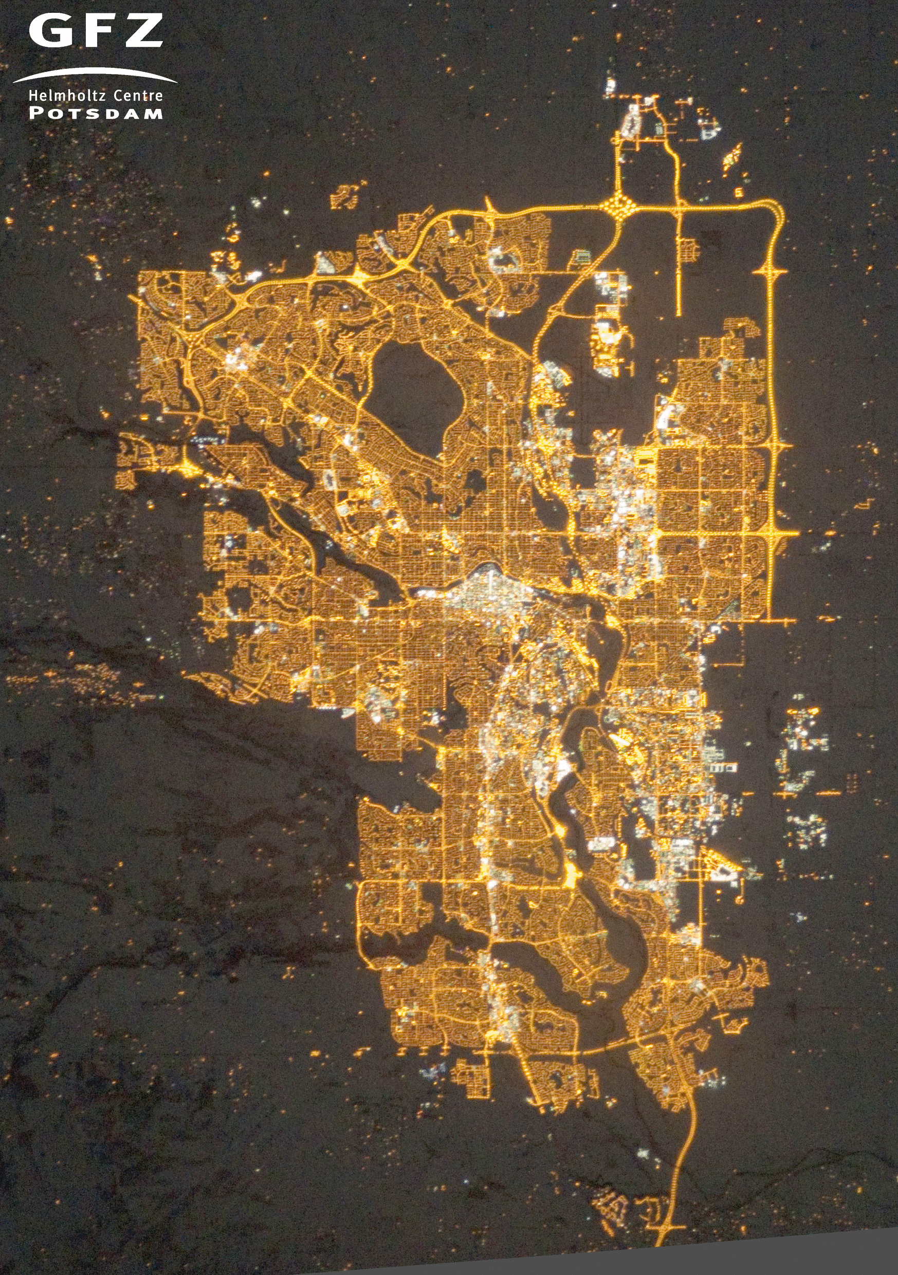 Artificial lights in Calgary have increased noticeably between 2010 to 2015.