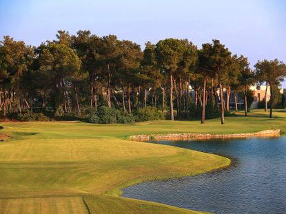 The par-3 7th at Gloria Old Course in Belek