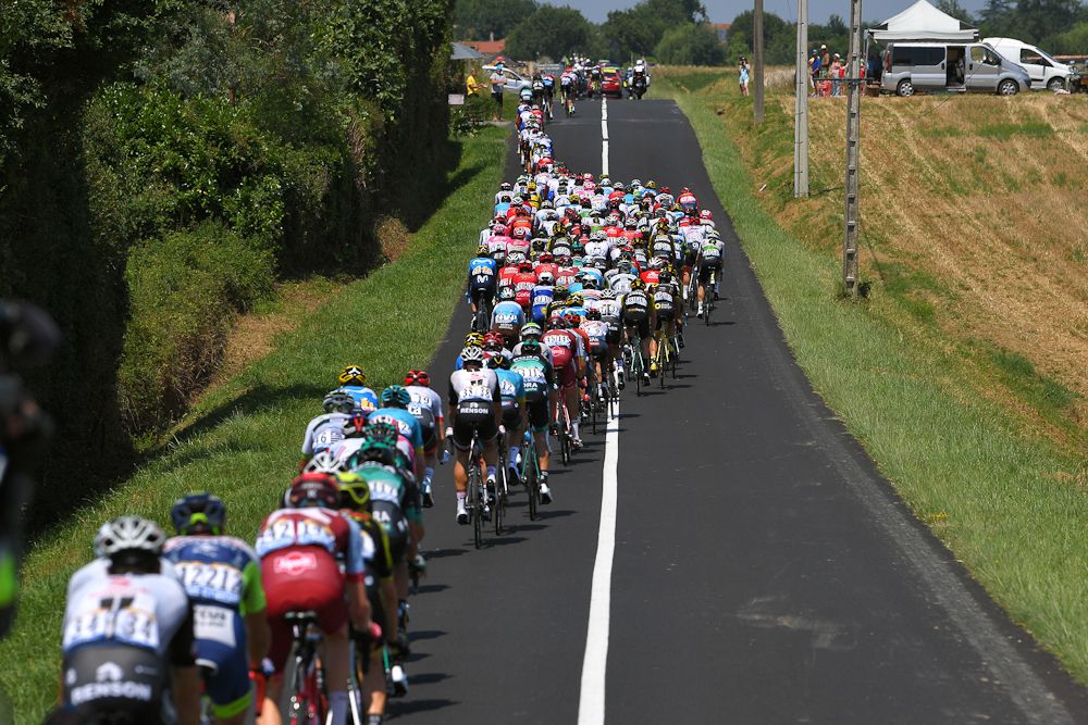 A view of the peloton from stage 18 at the Tour de France