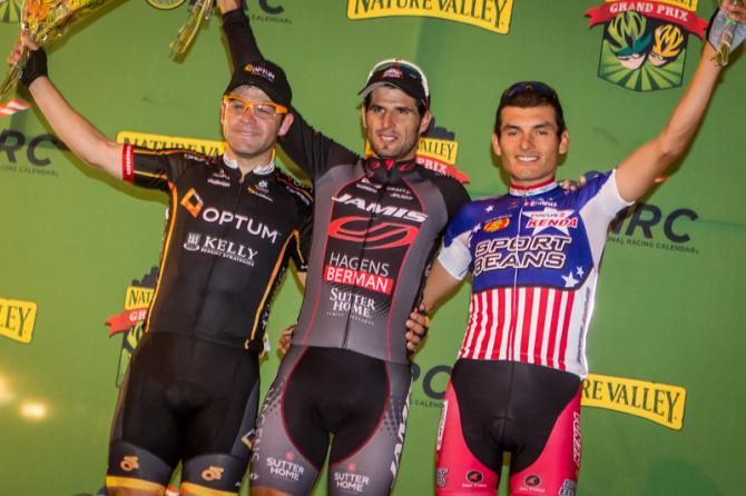Men's podium for St. Paul crit (L-R): Mike Friedman, JJ Haedo and Freddie Rodriguez