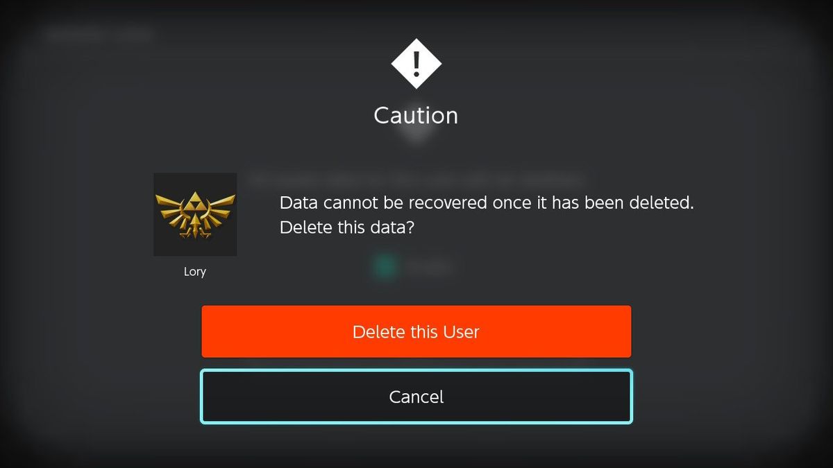 how to delete user on nintendo switch