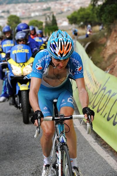 Freddy Bichot (BBOX Bouygues Telecom) was the last of the day's early break to be swept up on the Alto de la Cresta del Gallo ascent.