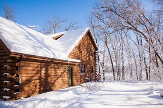 A home covered in snow