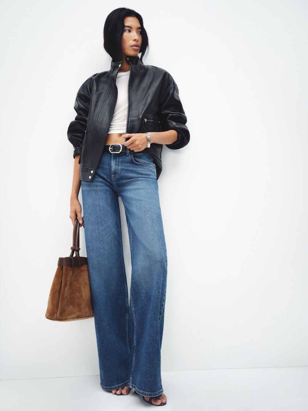 Greta Super Stretch Low Rise Wide Leg Jeans