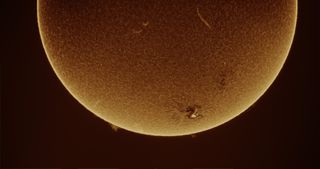The sun, seen through an in H-alpha filter on the Lunt SUNlab.