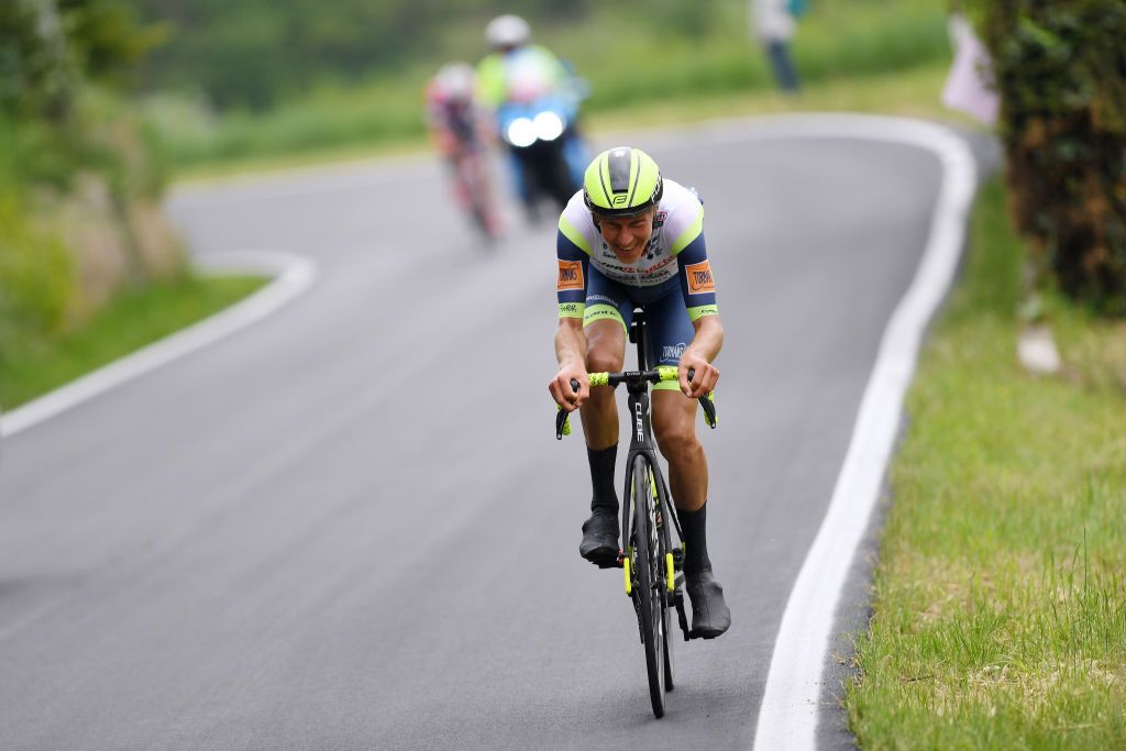 CANALE ITALY MAY 10 Taco Van Der Hoorn of Netherlands and Team Intermarch Wanty Gobert Matriaux on breakaway during the 104th Giro dItalia 2021 Stage 3 a 190km stage from Biella to Canale girodiitalia Giro on May 10 2021 in Canale Italy Photo by Tim de WaeleGetty Images