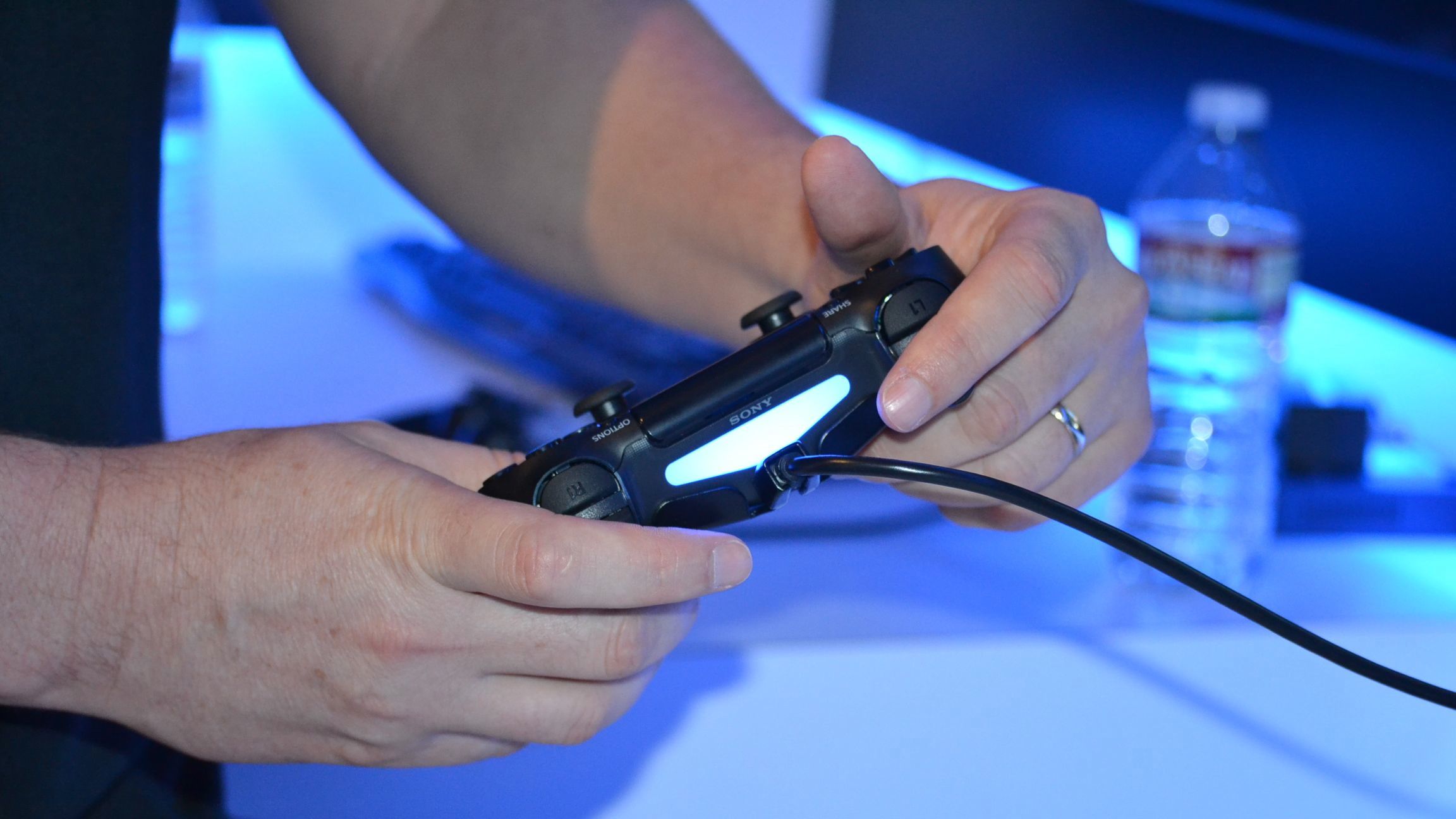 The back of the DualShock 4 is lit up