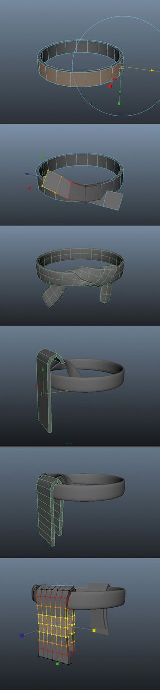 Use a simple cylinder and two cubes in Maya to create the loincloth