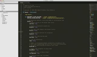 Sublime Text 2's interface, here showing the default Monokai colour scheme