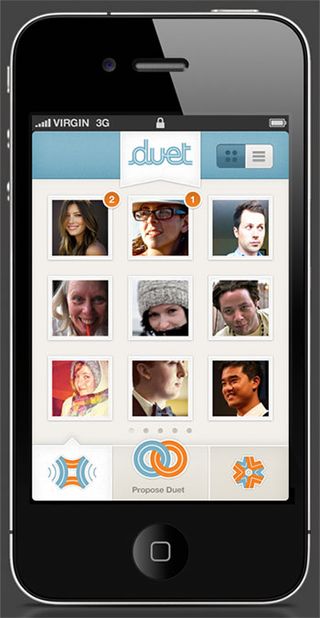 This is a screenshot from Duet, the first iPhone app I designed. It's an app built around a simple concept: do things with the people you love. It's coming out soon - go here for more info: http://duet.me/
