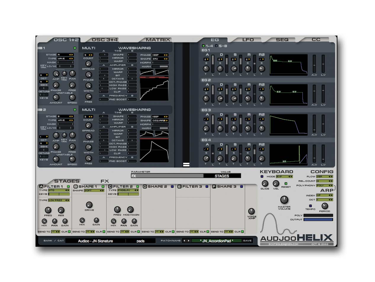 Helix gives you four oscillators to play with.