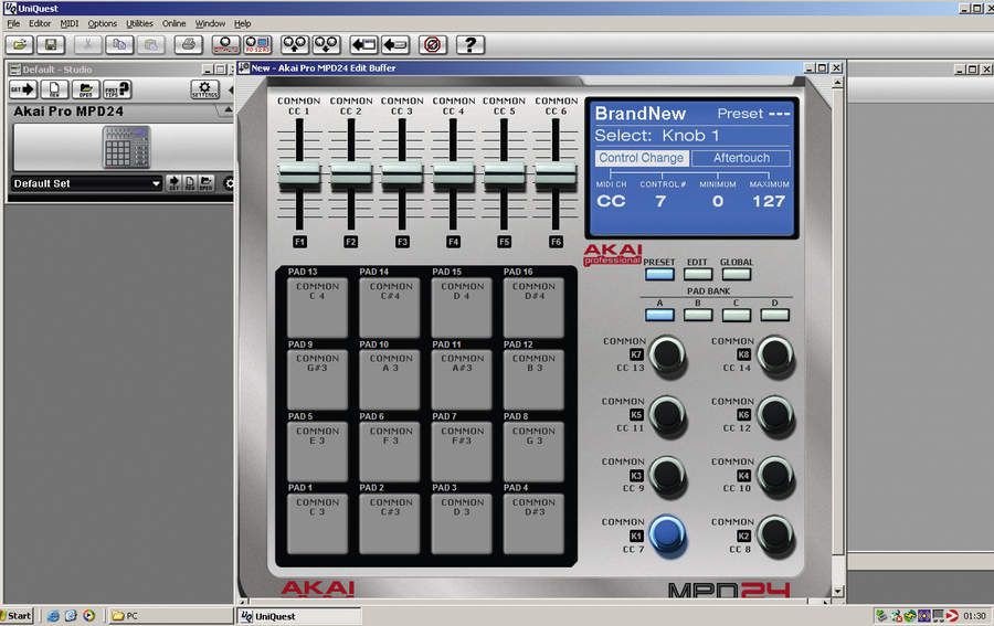 The UniQiuest editor makes patch editing much easier than it is via the MPD24's front panel.