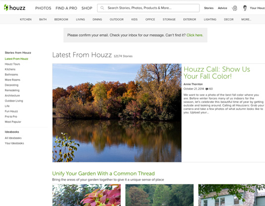 Houzz uses space to make the content easier to read