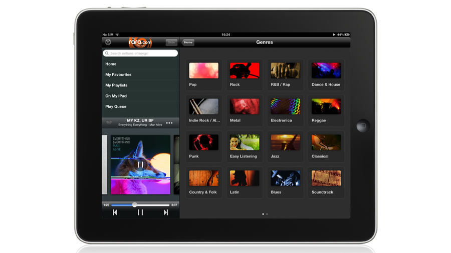 rara music streaming on iPad