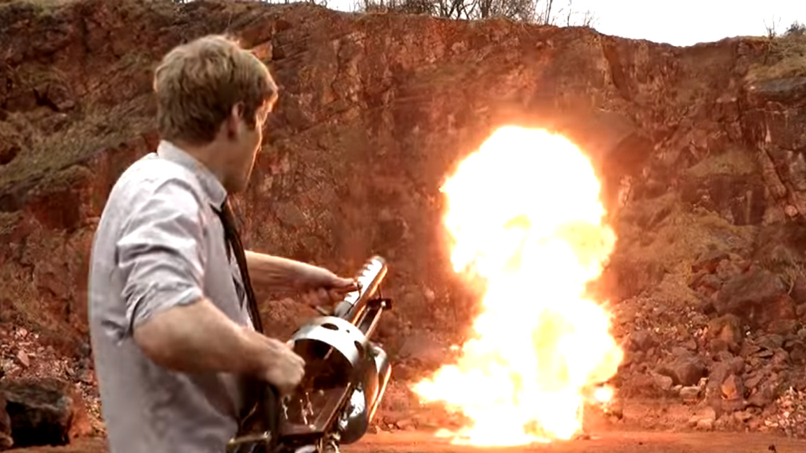 Colin Furze&#039;s DIY thermite launcher in its explosive glory