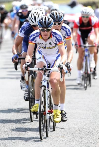 Daniel Shand (Raleigh) leads the bunch.