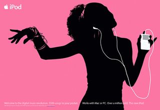 Apple used the age-old recipe of contrasting white-on-black imagery to sell its iPod.
