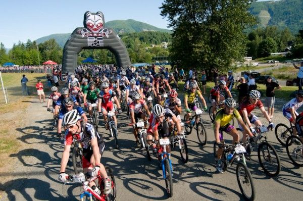 The start of a stage of the BC Bike Race