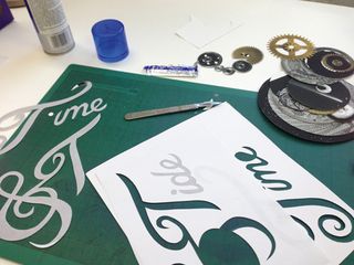 Stage five - I printed and cut out all the different elements using a scalpel, and created a stencil for the typography