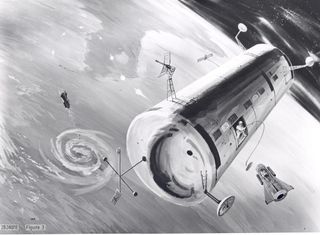 A 1960 concept image of the US Air Force's proposed Manned Orbiting Laboratory. The station's configuration was that of a two-person Gemini B spacecraft that could be attached to a laboratory vehicle. The program was cancelled by Defence Secretary Melvin R. Laird in 1969 after the estimated cost of the program had risen in excess of billion, and had already spent .3 billion. Some of the military astronauts selected for the program then transferred to NASA and became some of the first people to fly the Space Shuttle.