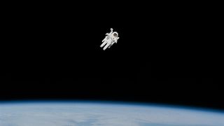 The iconic photo of astronaut Bruce McCandless II outside the space shuttle Challenger was taken on Feb. 7, 1984. (Image credit: NASA)