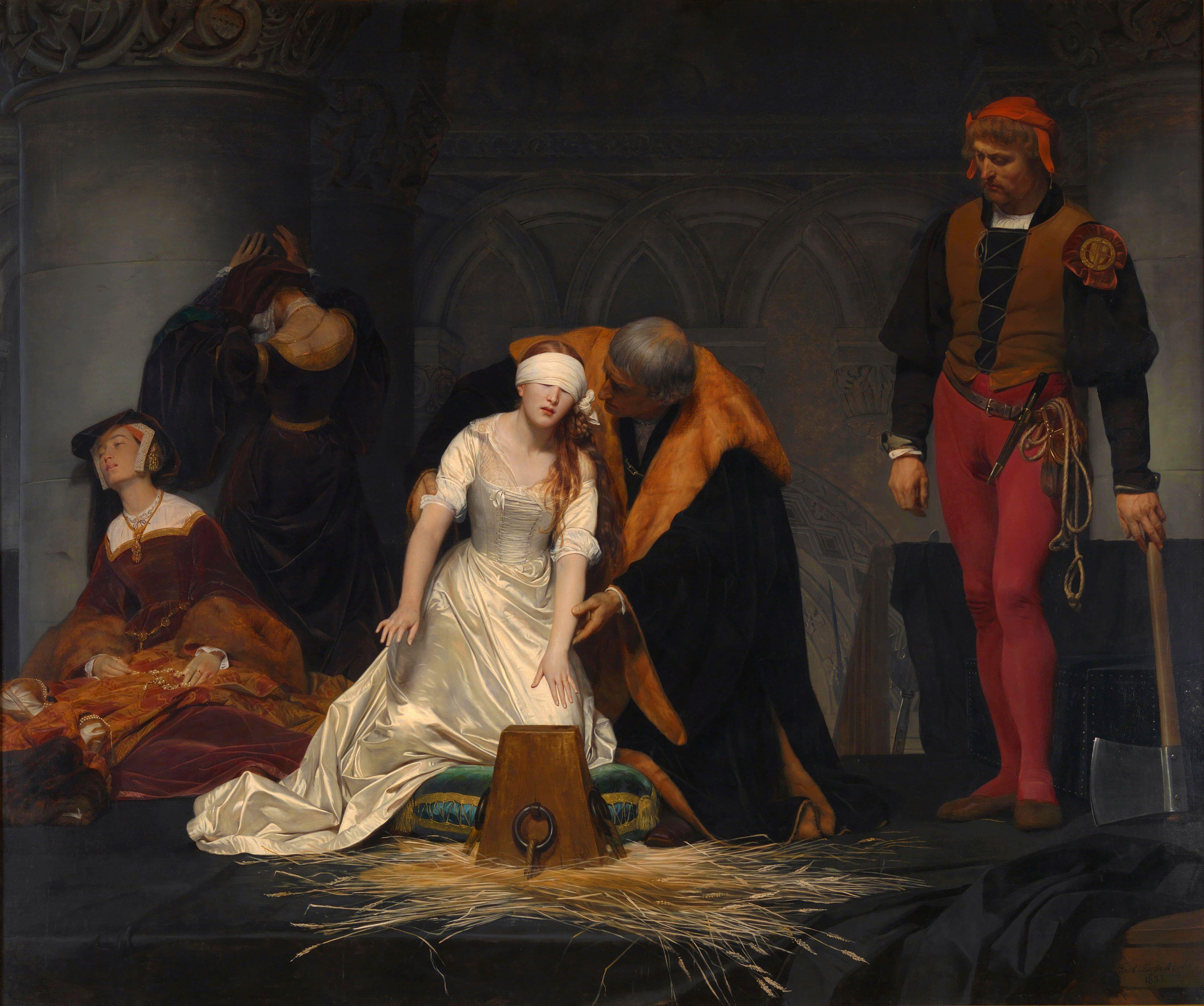 The 1833 painting 'The Execution of Lady Jane Grey', by Paul Delaroche.