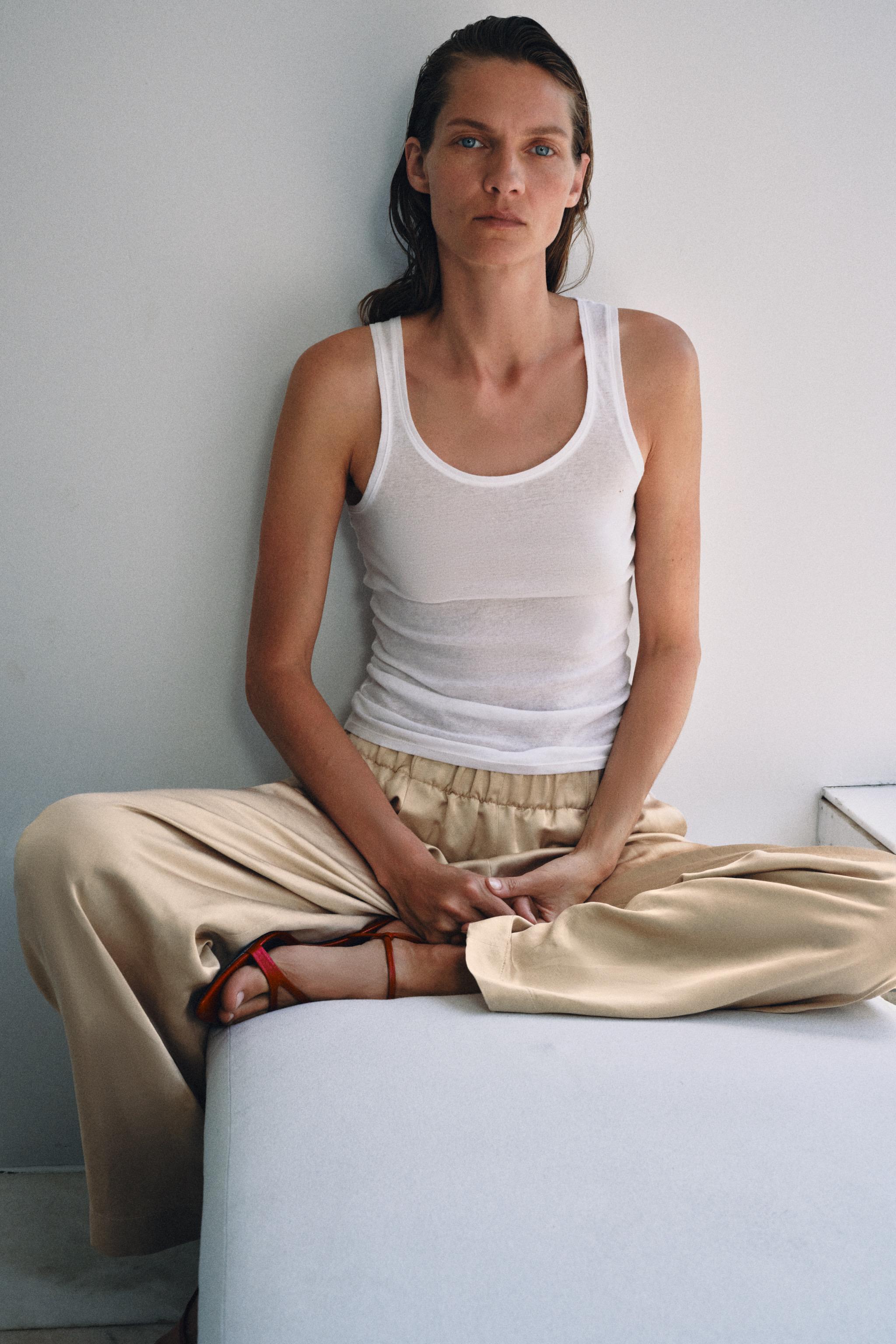 Zw Collection Satin Effect Barrel Pants - Beige - Xs