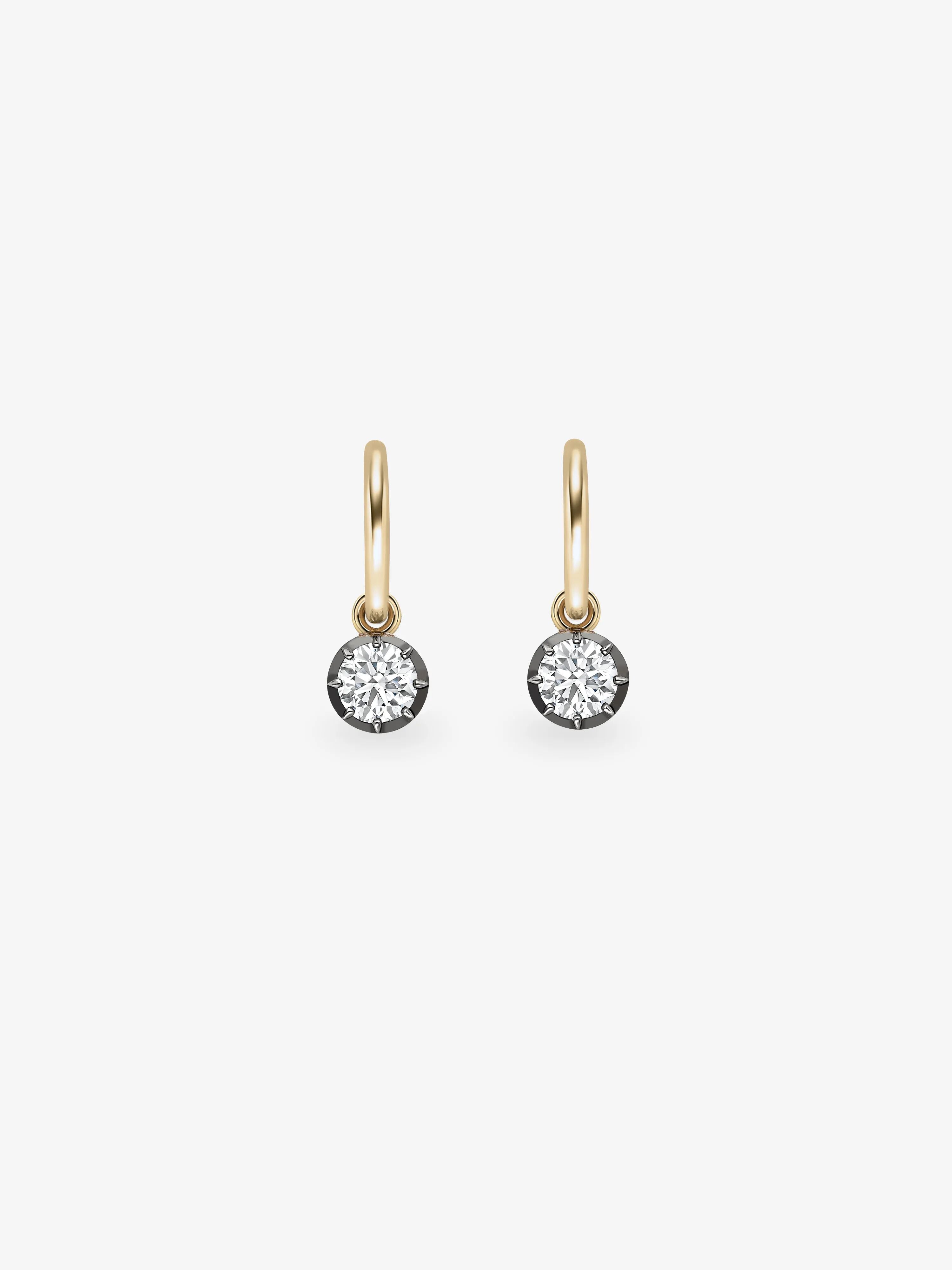 0.40ct Diamond &amp;amp; Blackened Gold Gypset Hoop Earrings