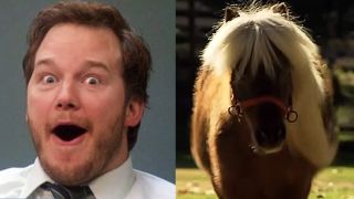 Andy Dwyer (Chris Pratt) and Lil' Sebastian on Parks and Recreation