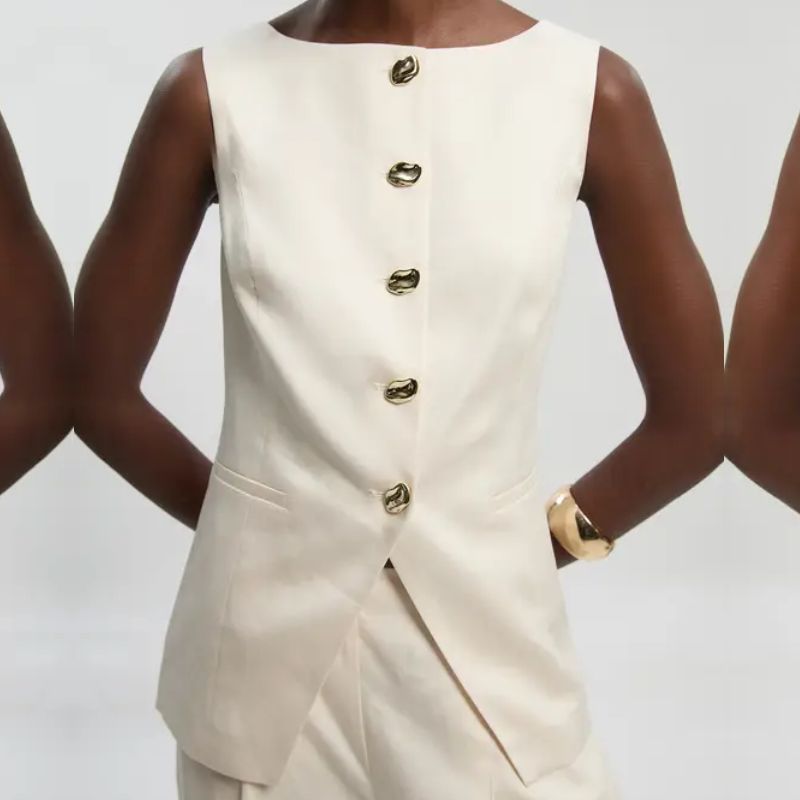 Karen Millen, off white waistcoat top