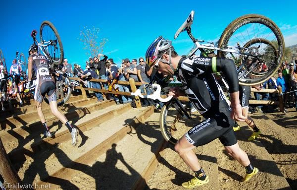 Tim Johnson (Cannondale) had to do some chasing on the first trip up the stairs