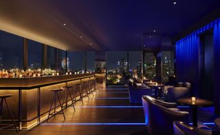 A rooftop bar with panoramic views over Manhattan's skyline