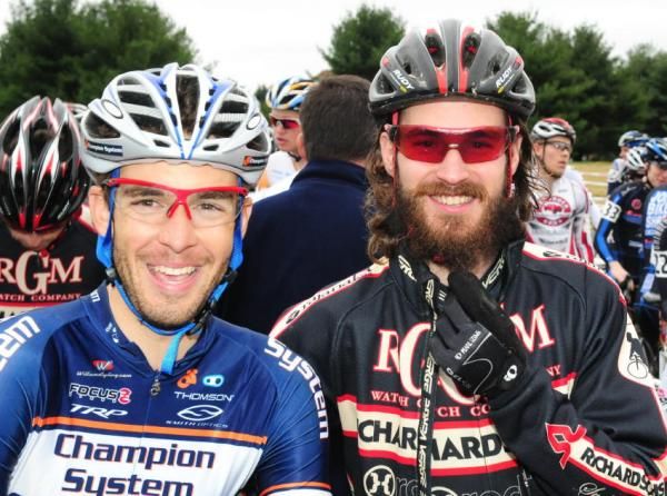 Christopher Jones (Team Champion System) and Dan Timmerman (Richard Sachs) comparing facial hair.