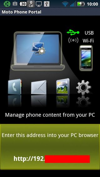 Motorola defy+ phone portal