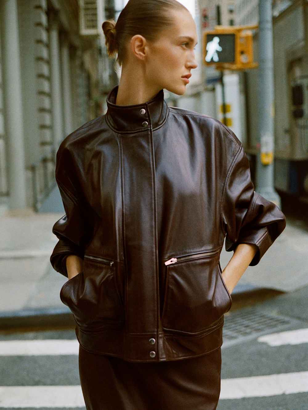 Veda Harrison Leather Oversized Bomber