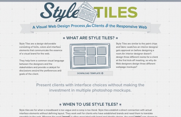 Style Tiles help you think about design direction without getting locked into layout decisions