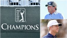 The PGA Tour Champions logo alongside a picture of David Tomas and Billy Andrade