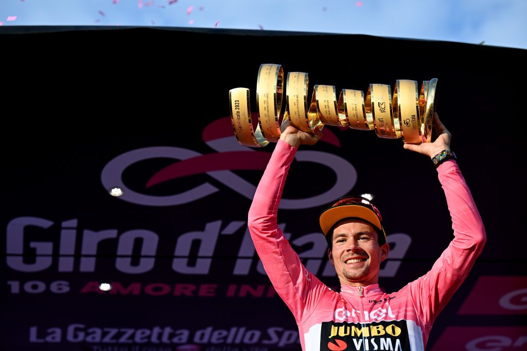 2023 Giro d&#039;Italia: Primoz Roglic celebrates overall victory