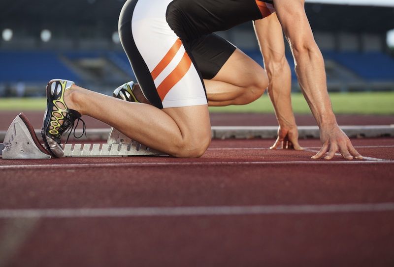 Sprinter on the starting block.