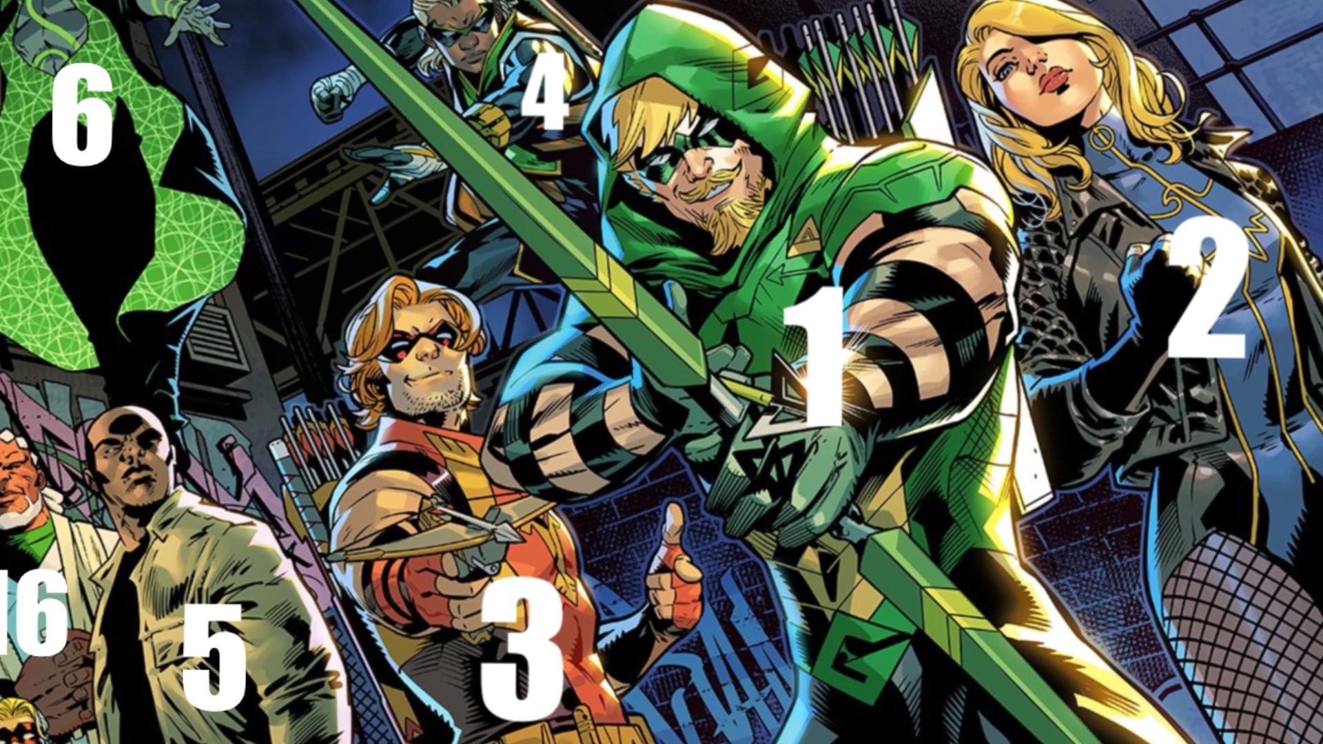 Who are all the characters on the Green Arrow #1 cover?