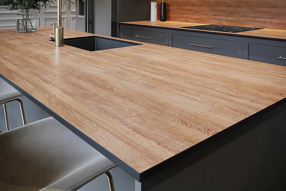 Warm Oak 3050mm x 610mm x 12mm Compact Laminate Worktop